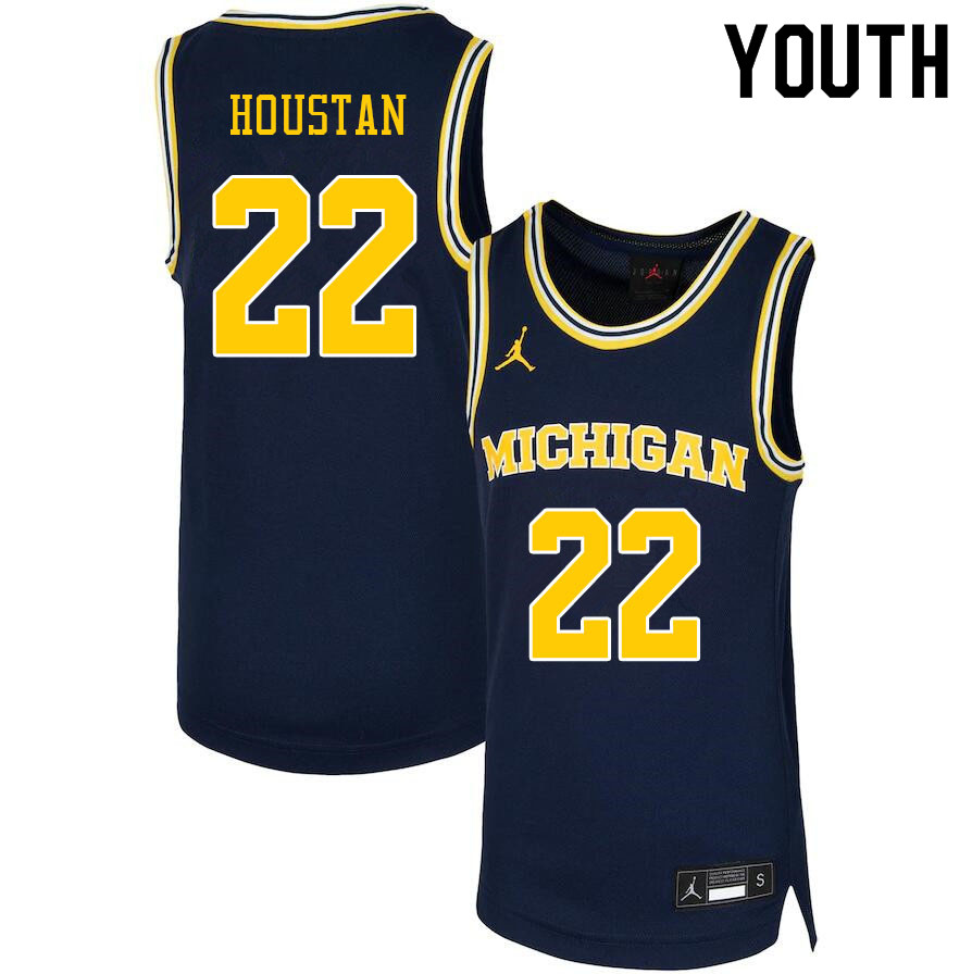 Youth #22 Caleb Houstan Michigan Wolverines College Basketball Jerseys Sale-Navy